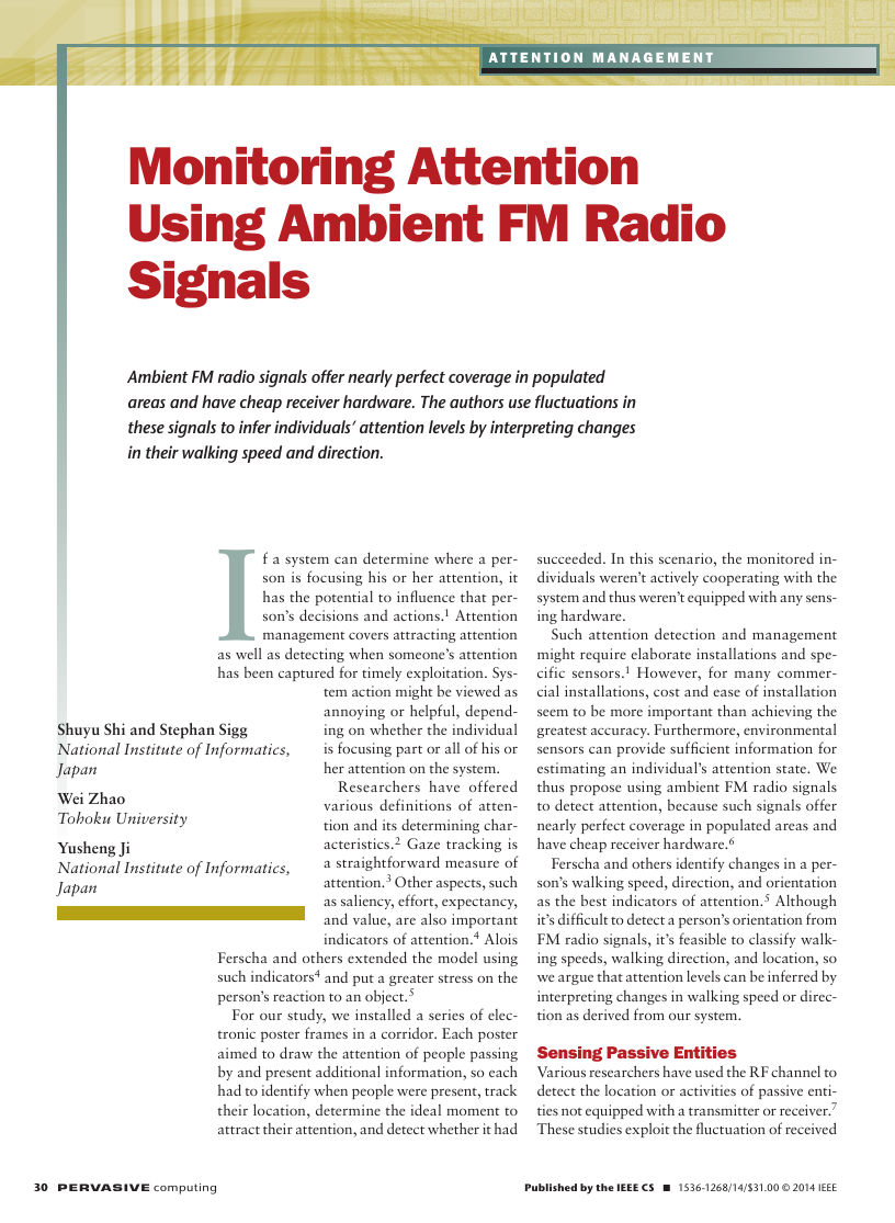 Attention monitoring from FM radio